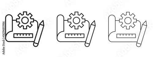 Prototyping icon concept. Editable stroke icon pack