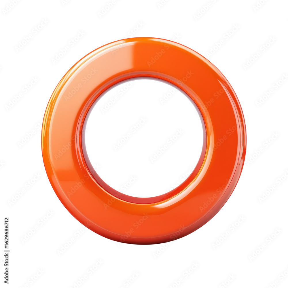 Shiny orange torus, 3D render of a glossy ring shape, ideal for technology on transparent background Shiny orange torus, 3D render of a glossy ring shape, ideal for technology on transparent background