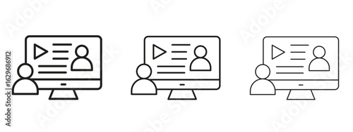 Online course icon concept. Editable stroke icon pack