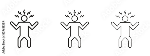 Irritated human icon concept. Editable stroke icon pack