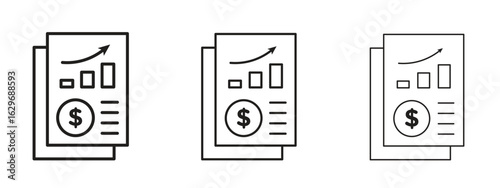 Income statement icon concept. Editable stroke icon pack