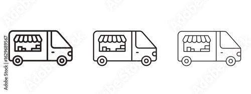Food truck icon concept. Editable stroke icon pack