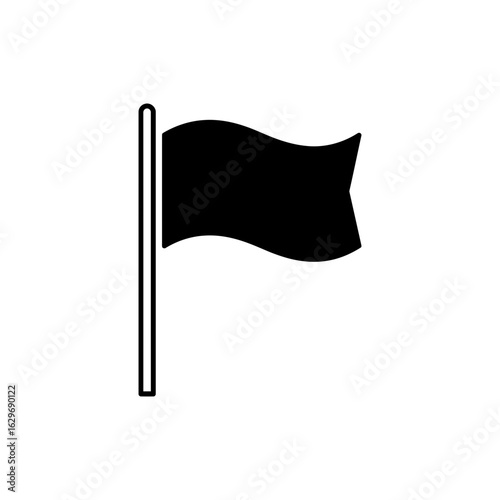  Beach flag in wind black filled icon symbol of seaside safety and summer vacation