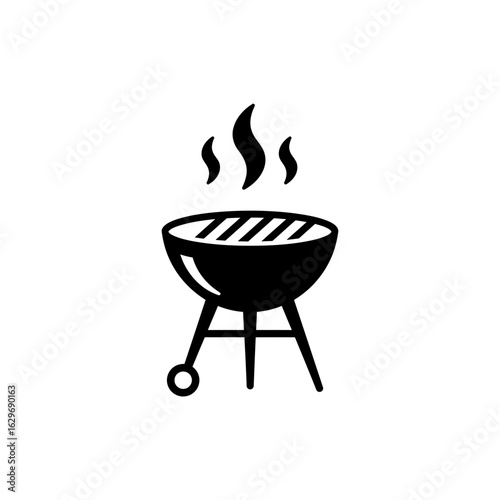  Beachside grill with smoke black filled icon symbol of seaside barbecue and summer party