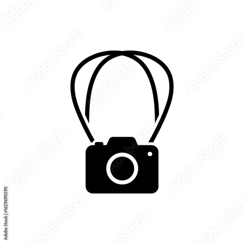 Camera Around Neck Icon for Travel Photography and Tourist Accessory