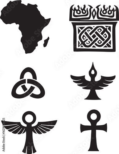 Diverse ancient symbols celebrate heritage and mystique beautifully