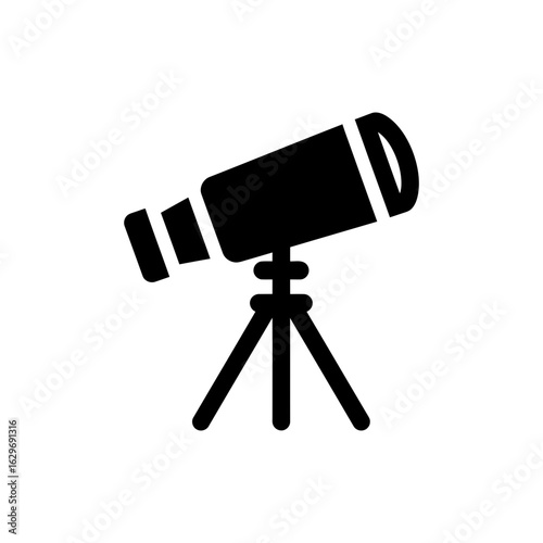 Black filled ocean binoculars stand icon for coastal viewing and travel observation