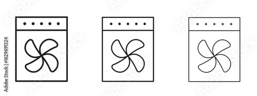 Convection turbofan stove icon concept. Editable stroke icon pack