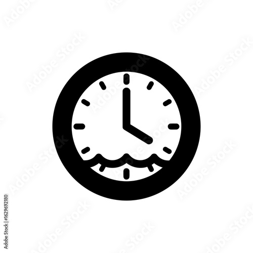Tide clock on wall icon for coastal timekeeping and beach navigation