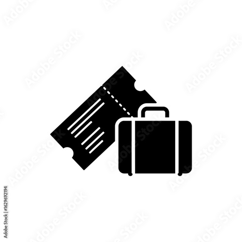Ticket and suitcase icon for travel essentials, vacation packing, and trip prep