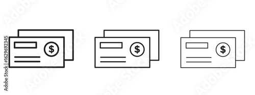 Cheque icon concept. Editable stroke icon pack