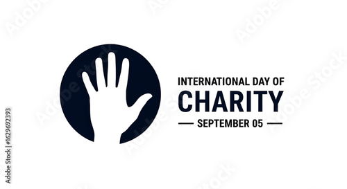 White Hand Silhouette in Dark Blue Circle for Charity Day