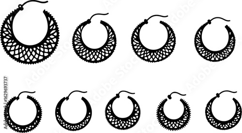 Abstract Hoop Earring Silhouettes Set"