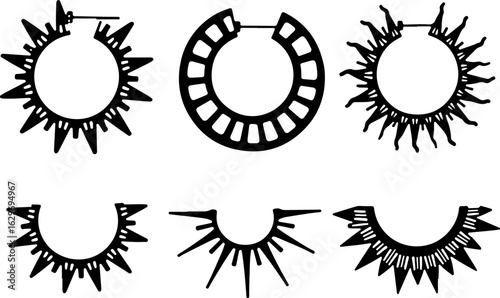 Abstract Hoop Earring Silhouettes Set"