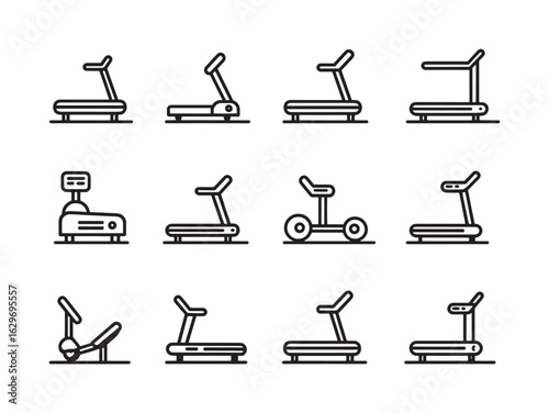Treadmill Line Art Illustrates Motion And Exercise