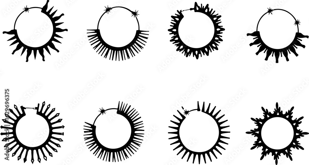 Fototapeta premium Abstract Hoop Earring Silhouettes Set