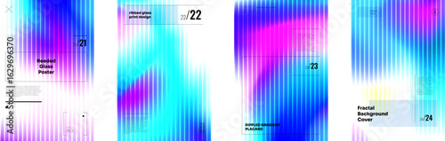 Aurora inspired glass ripple with neon glow and displacement. Gradient fractal texture in anti Y2K style with holographic distort and prismatic shine. Perfect for creative posters or banners.