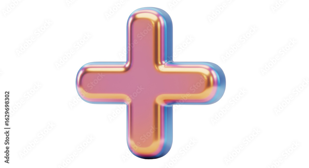 Obraz premium Isolated Metallic Plus Sign, Symbolizing Addition, Positivity, or Medical Aid