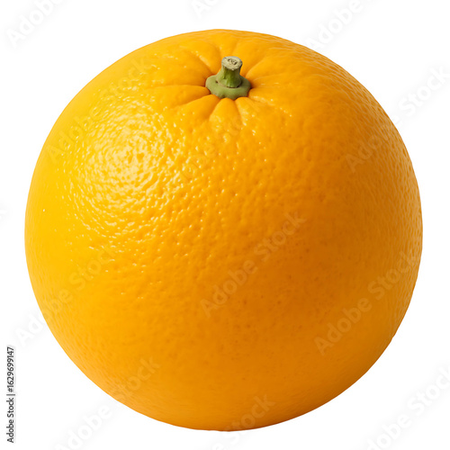 Yellow orange, one isolated yellow orange, light falling on it from an angle making it more visible and attractive, close-up, transparent background