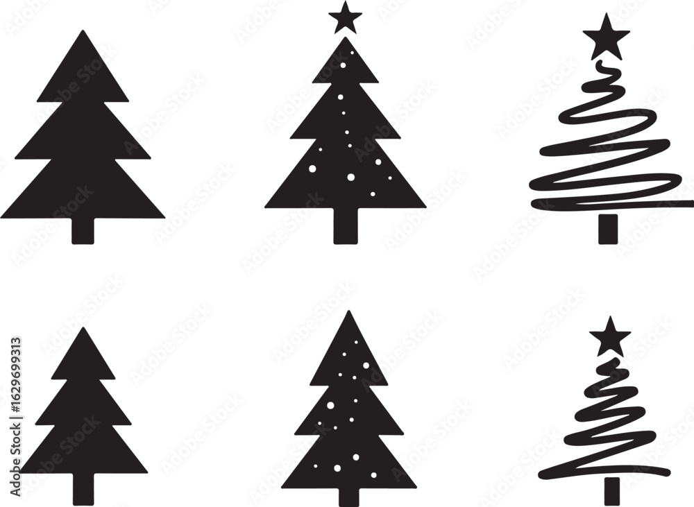 Obraz premium Festive Christmas trees vector icons celebrate holiday spirit and joy