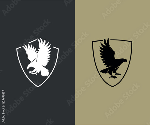 Shielded Eagle Logo Set White on Dark & Black on Light Versions