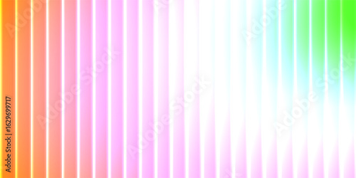 Vertical fluted glass with ripple effect and orange purple glow. Grainy gradient surface with iridescent prism shine. Modern Y2K aesthetic perfect for holographic beauty or poster layouts.