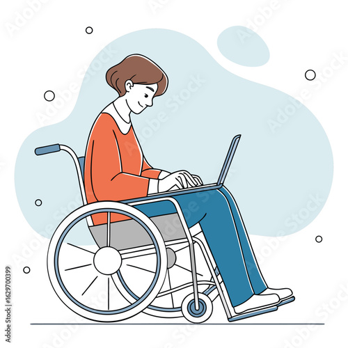 Person in wheelchair using laptop computer technology