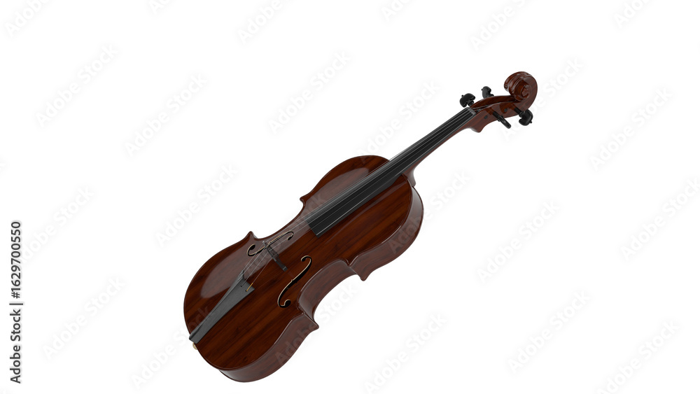 Fototapeta premium 3D Render a violin is shown on a white background