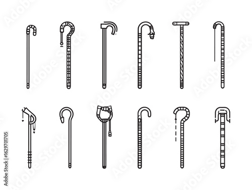 Walking Stick Line Art Classic Symbol Of Support