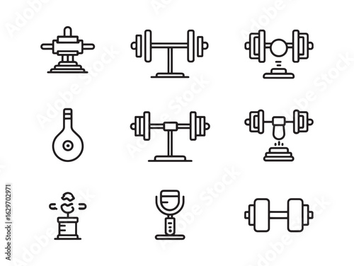 Weightlifting line art strength power discipline fitness training