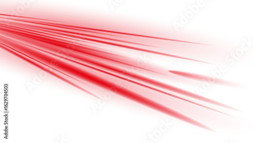 Abstract red glowing light streaks with motion blur on white background for speed or energy design	