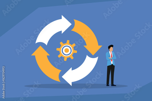 Business Process Management and Workflow Cycle 2d flat vector illustration