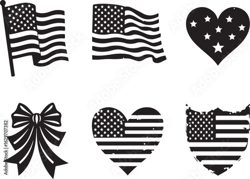 Patriotic American flag designs and symbols for holidays