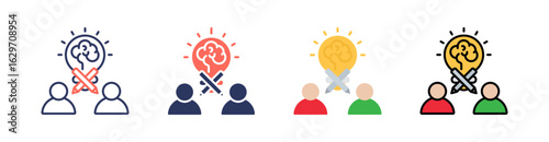 Creative Team Multi Style Icon Set Vector 