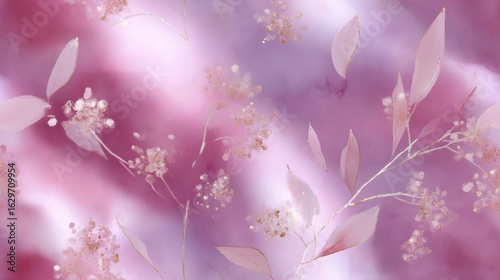 A delicate floral design with soft pink hues. This image captures elegant botanical elements in a dreamy style. Perfect for backgrounds or artistic projects. AI