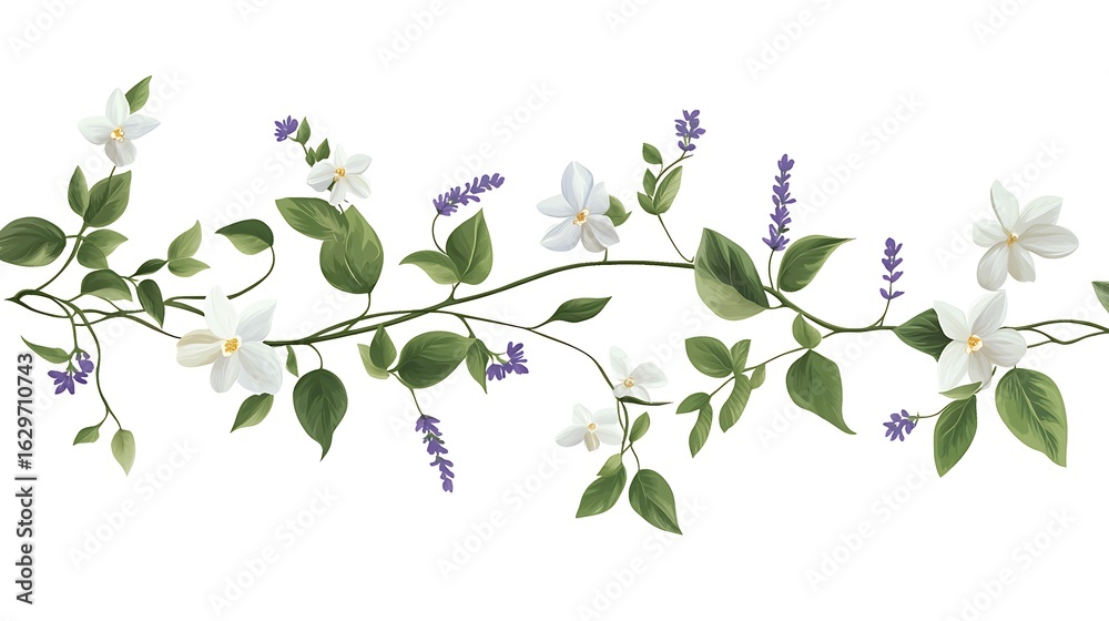 Obraz premium Delicate floral arrangement nature background digital illustration bright environment horizontal view botanical concept