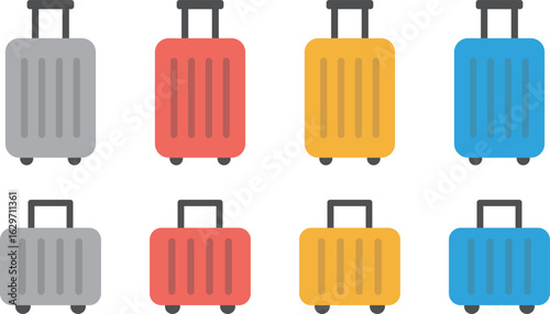 荷物・スーツケースのアイコンイラストセット