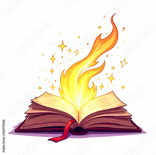 Opened witch's magic book on Halloween	

