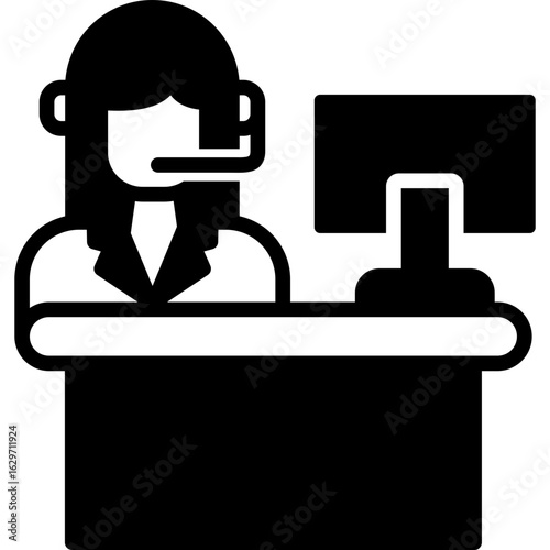 Customer Service Desk glyph icon