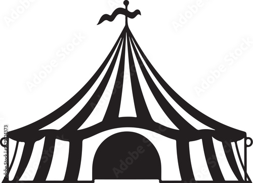 Classic striped circus tent silhouette