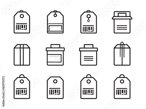 Box with Label Tag line art simple clean design