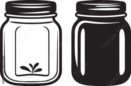 Two mason jars silhouette