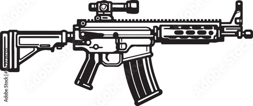 Modern assault rifle with scope silhouette