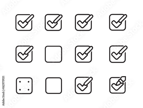 Checkbox Checked Line Art Represents User Confirmation Status