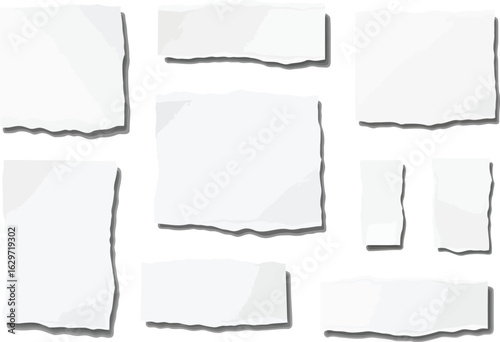 Wallpaper Mural Assortment of torn white paper fragments on white ripped Torontodigital.ca