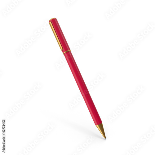 Red and Gold Ballpoint Pen Isolated on Transparent Background