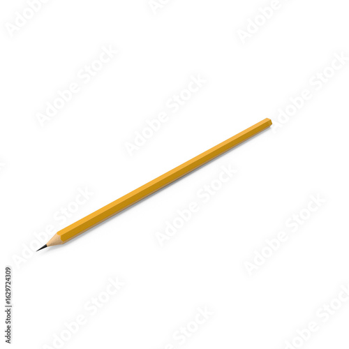 Yellow Wooden Pencil Isolated on Transparent Background