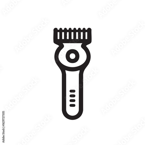 A black and white line icon of an electric shaver or trimmer.