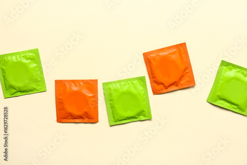 Different condoms on color ...