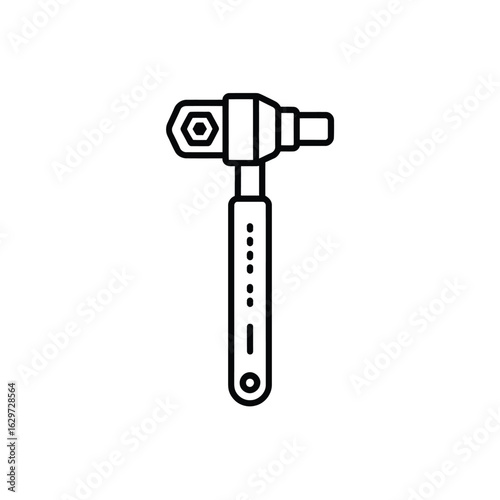 Line art icon of a ratchet wrench tool